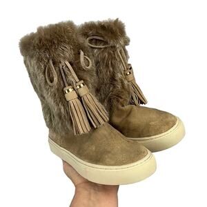 Tory Burch Anjelica suede leather and fur women’s boots size 5